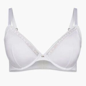 Savage X Fenty Microfiber Logo-Trim Unlined Plunge Bra in Angel White